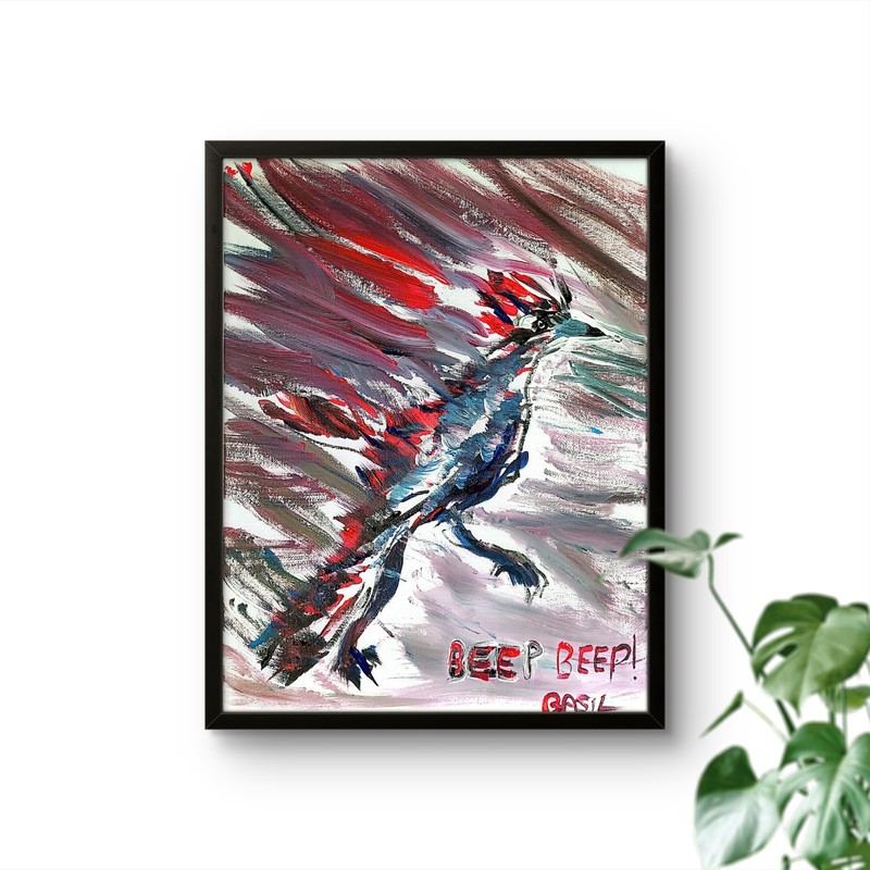 Roadrunner Unique Abstract Expressionism Wall Art Canvas Board 11x14 gallery