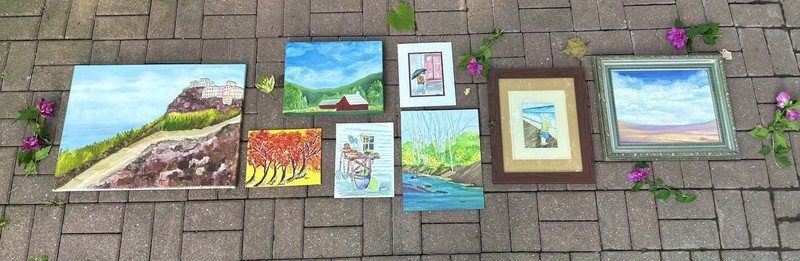 Upstate New York Paintings Lot Of 8 Originals Acrylic & Water Colors Signed VTG