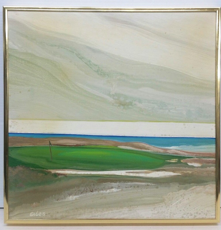 Marjorie Erbes Abstract Landscape Acrylic Painting on Canvas 14 1/4» x 14 1/4»