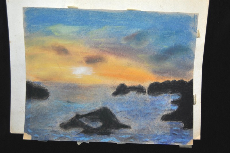 Vintage Unframed Abstract Painting Drawing Pastels on Paper 14″ x 11″