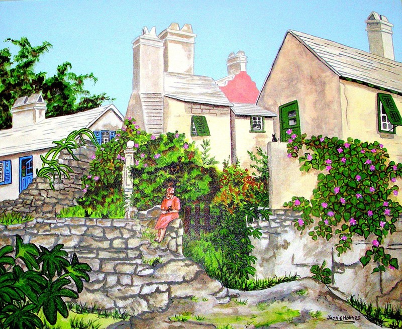 BERMUDA Created Acrylic Painting Signed Dated by Jackie Holmes Bermuda Artist