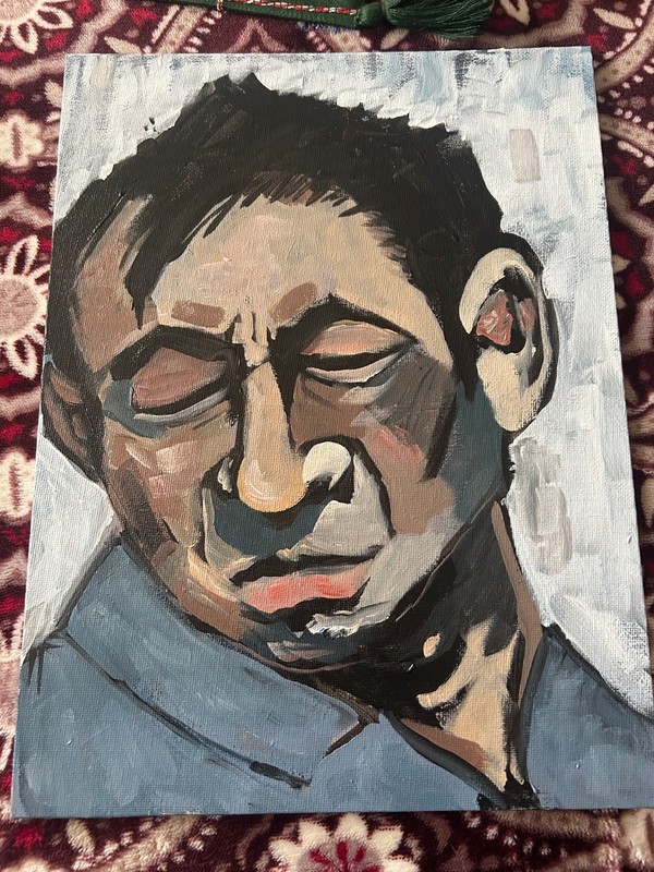 9×12 Original Acrylic Portrait Painting Study on Canvas Panel Expressionist Abst