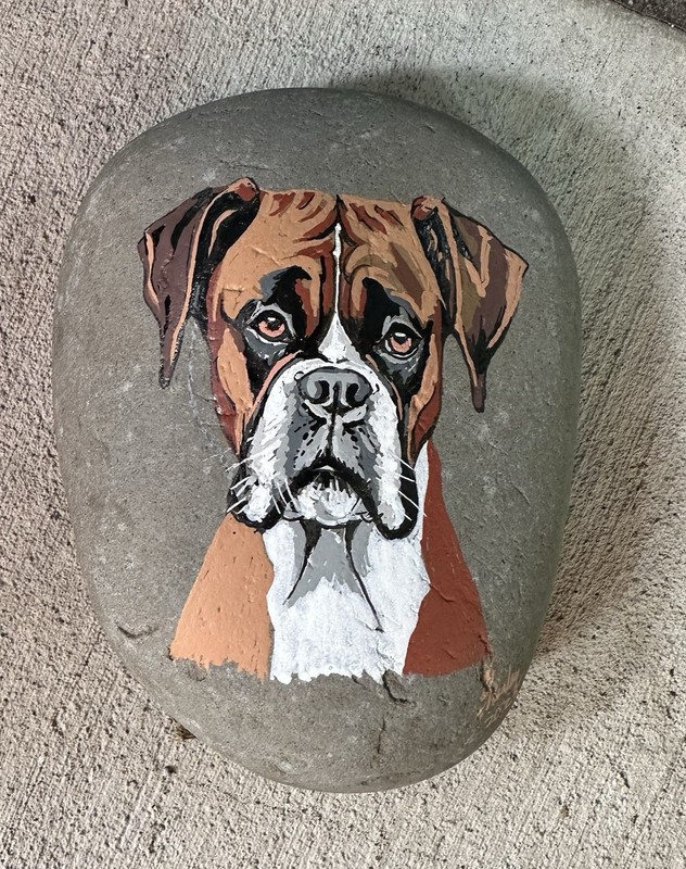 Hand Painted Original“Boxer” on a Rock! Can be Personalized 5 1/2 X4x2 gallery