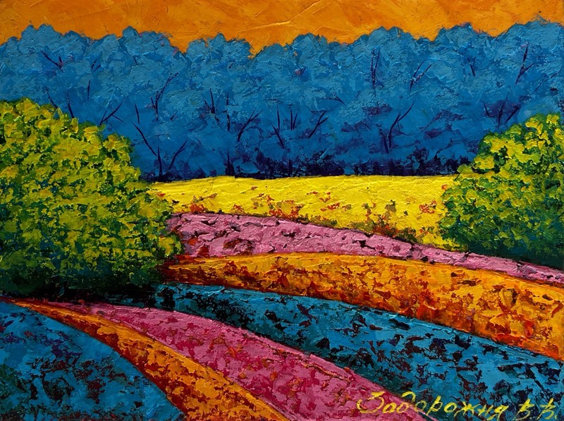 Oil Painting Summer Twilight In The Forest V. Zadorozhnya Original nAAA4546