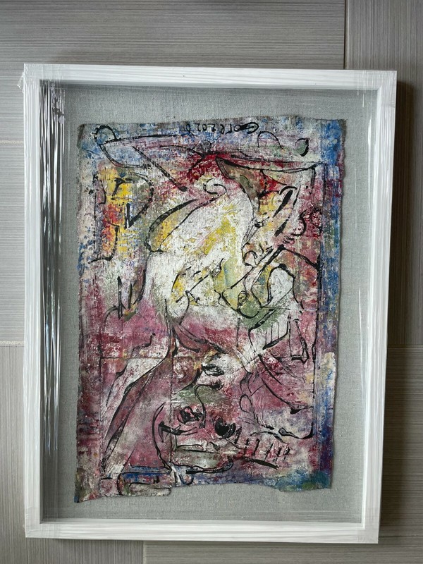 AMAZING ORIGINAL WORK BY ALEXANDER GORE OIL ON LINEN FRAMED UNDER GLASS gallery