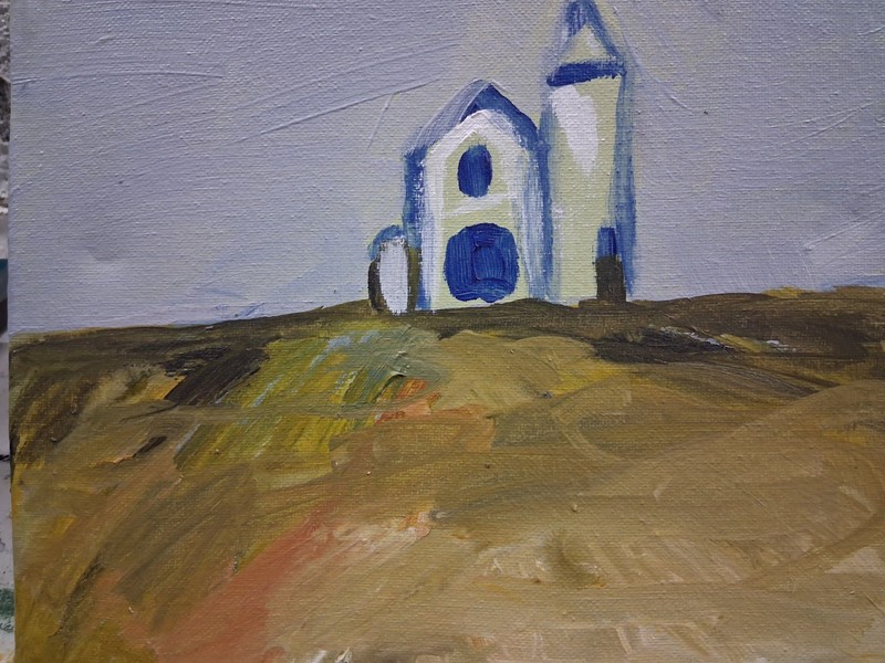 Original 8″ x 10″ canvas Acrylic Abstract Modern Farm On The Prairie Iowa