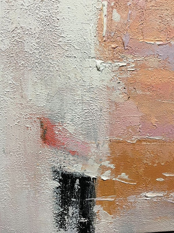 Hungryartist -Red &White modern abstract original oil painting on canvas 24x36 gallery