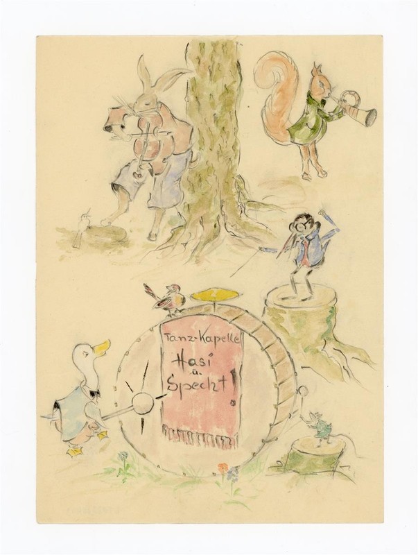 Witt Pfeiffer Dance Chapel Animals Childrens Book Illustration Unsign Watercolour 1950s gallery