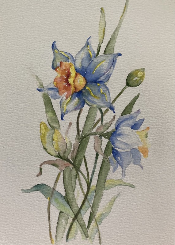 3pcs Bundle Flowers Original Painting.Paper.7x5 Inches Each.Signed.Free Shipping gallery