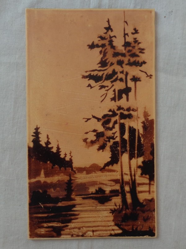 Lake of the Woods 1970s Vtg Soviet Plastic Picture Wild Nature Forest Painting