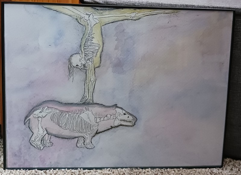 Framed Original 11 x 15 Painting: Watercolor and Pencil on Paper