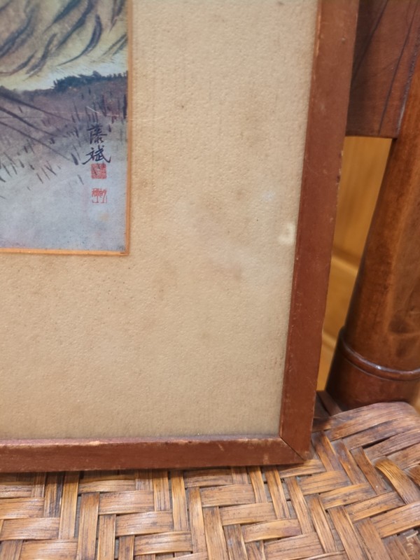 Vtg Japanese Tiger Silk Painting Signed Kawatō Bin Moon Nihonga Showa Art gallery