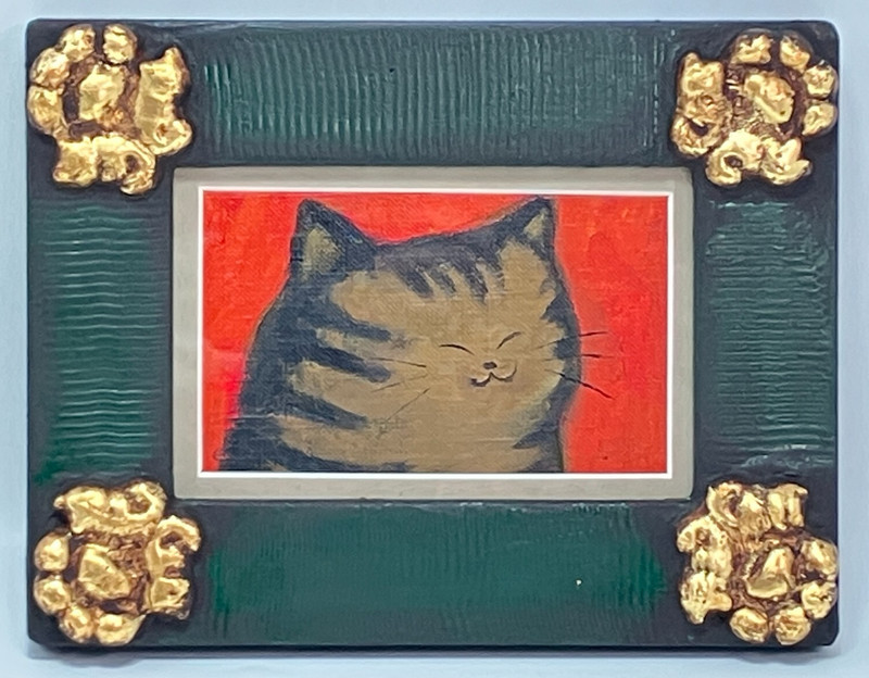 Cat Art Fraem Series Brown Cat Oil Painting Japan Artists