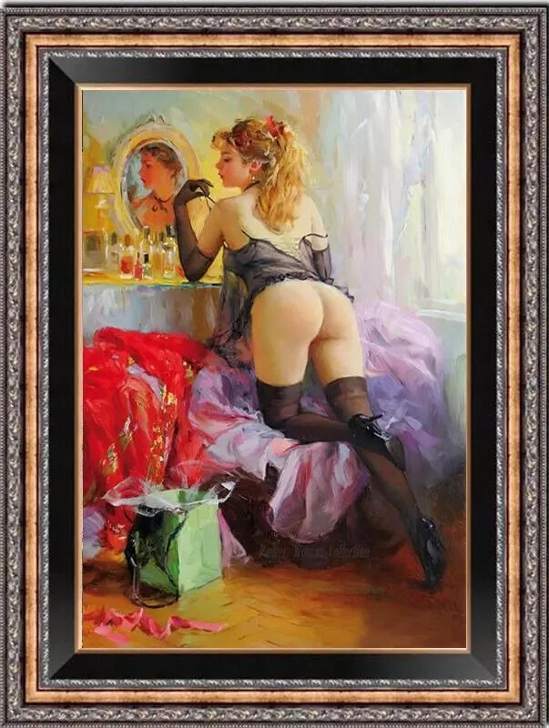 Handmade Original Oil Painting Portrait art Women girl on canvas 24″x36″