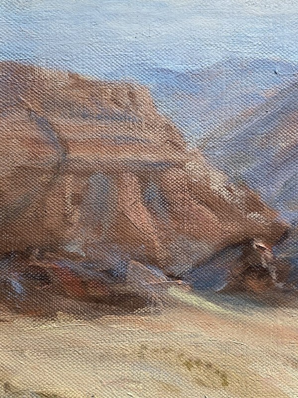 Warren Hume VTG Navajo Hogan Arizona Desert River Landscape Plein Air Painting gallery