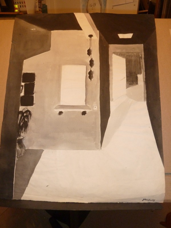 Large, Vintage, Original Painting Attributed to James Daugherty