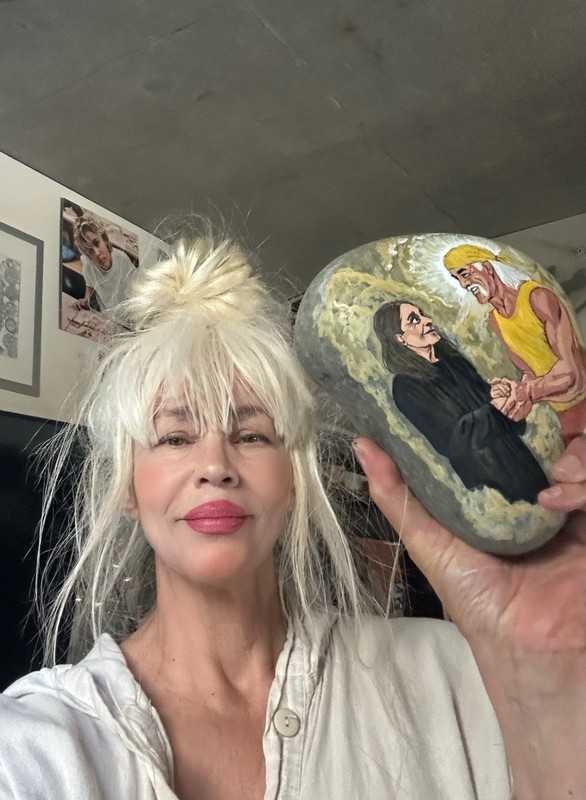 Ozzy Osbourne and Hulk Hogan Hand Painted together on a Rock 8x6x3 gallery