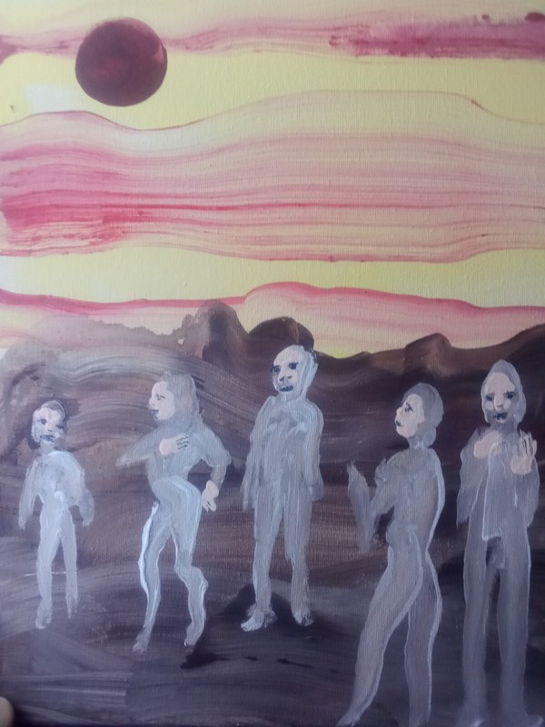 Outer space genre scene of aliens hanging out gallery