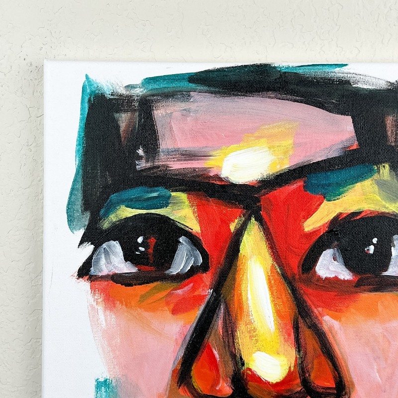 Original Abstract Face Painting 11x14 Loose Brush Strokes Canvas Wall Art gallery