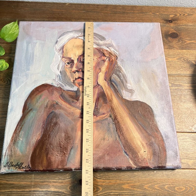 "Self Portrait" Expressionist Helen Haskell-Molles Oil Painting 18x18 California gallery