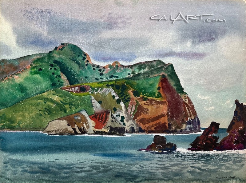 1951 EMERALD BAY Catalina Island by CaLiFoRnia Regionalist Icon MILLARD SHEETS