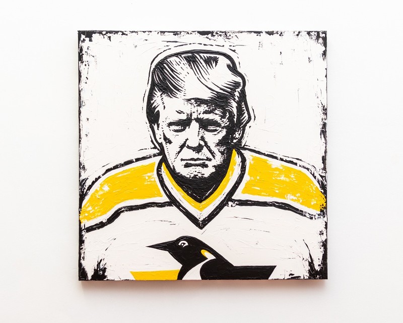 «Pens No.47» 36×36 Original Acrylic Painting of Donald J. Trump