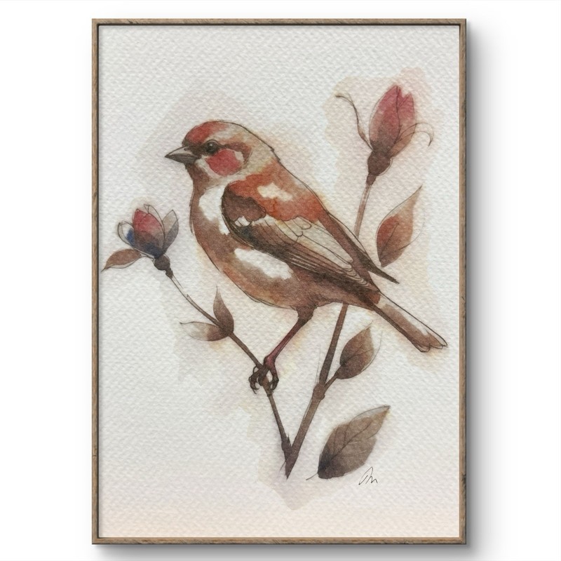 Original Watercolor Painting Finch Bird Size (5x7 inches) gallery