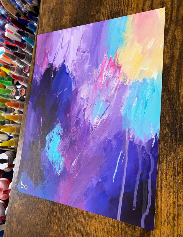 Original Abstract Painting 8x10" Modern Acrylic Bold Color Palette Wall Decor gallery