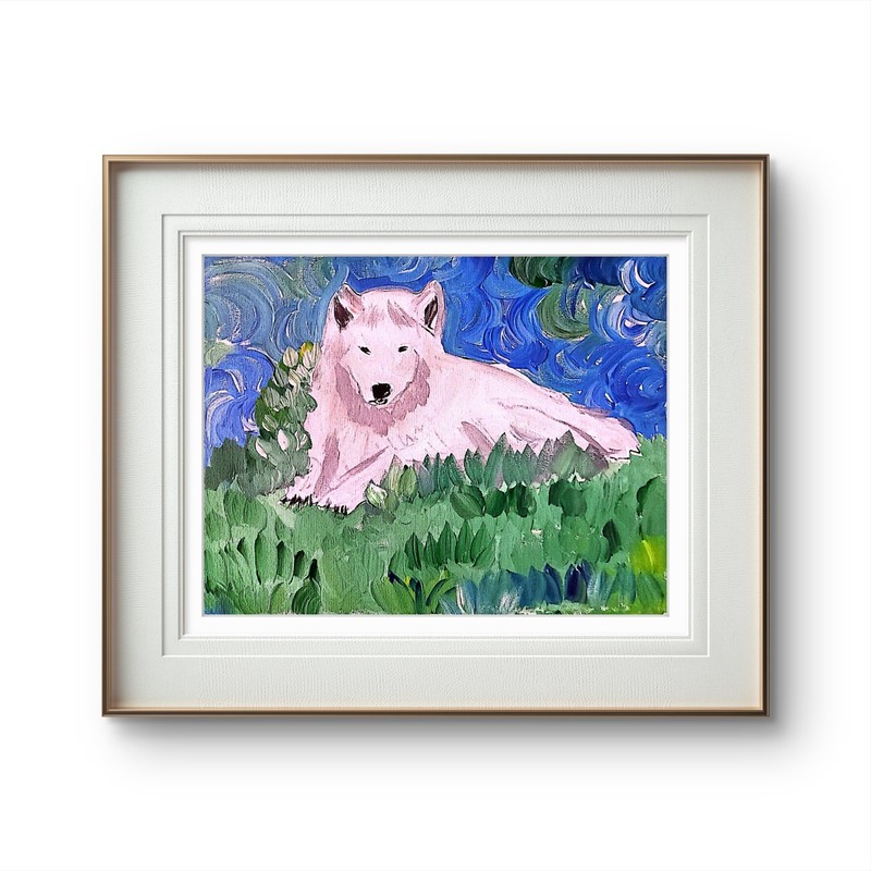 Arctic Wolf Colorful Modern Art Acrylic Painting on Canvas 1 gallery