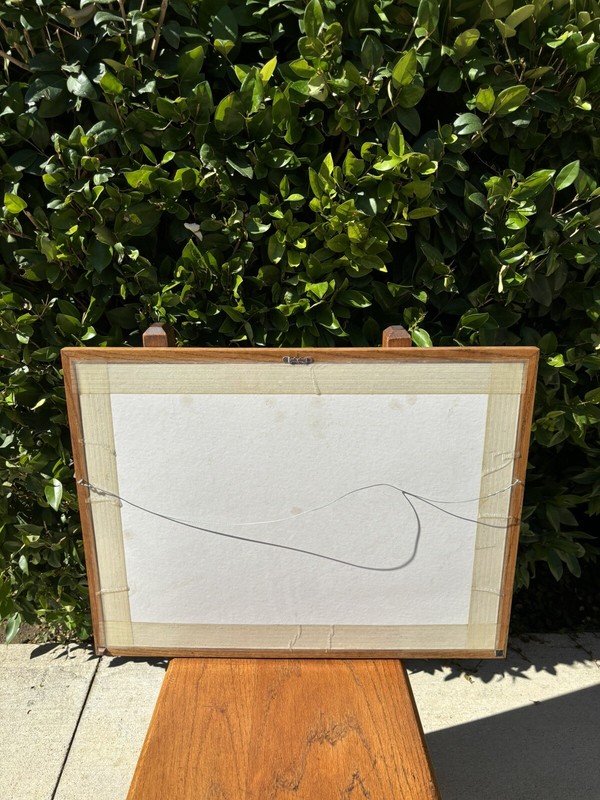 VTG MCM Paint By Numbers Painting Covered Bridge Oak Frame As Is gallery