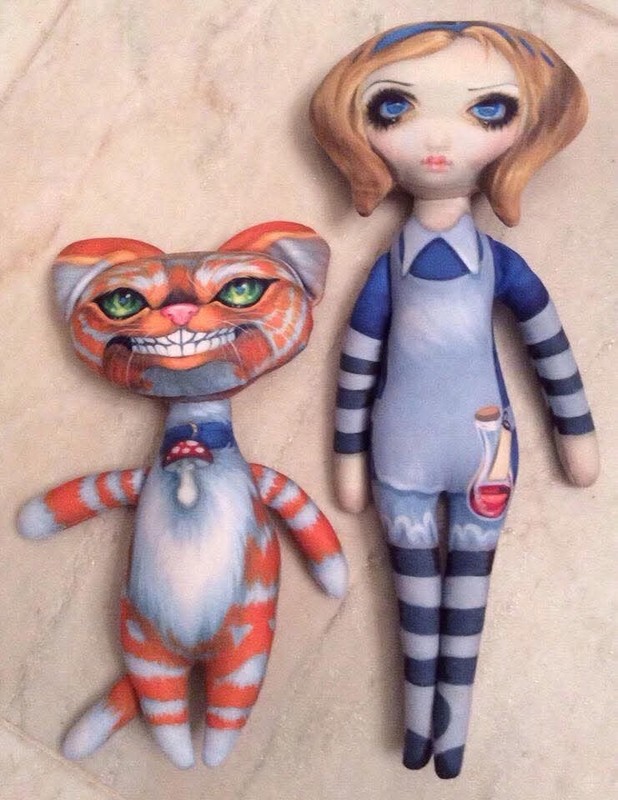 Jasmine Becket-Griffith, Alice & Cheshire Cat Cloth Dolls + 2 ORIGINAL Paintings gallery