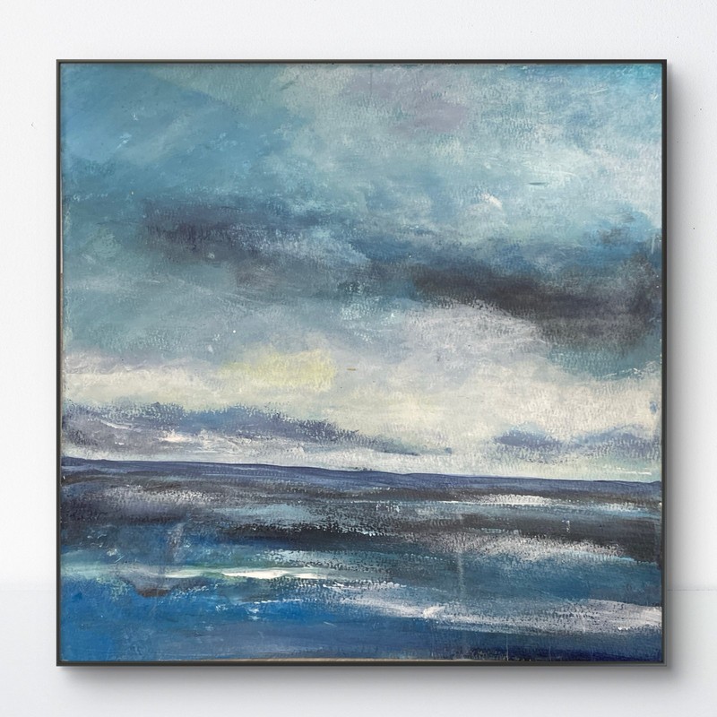 Mary Myers Original Expressionist Seascape Painting on 12x12 140lb water color gallery