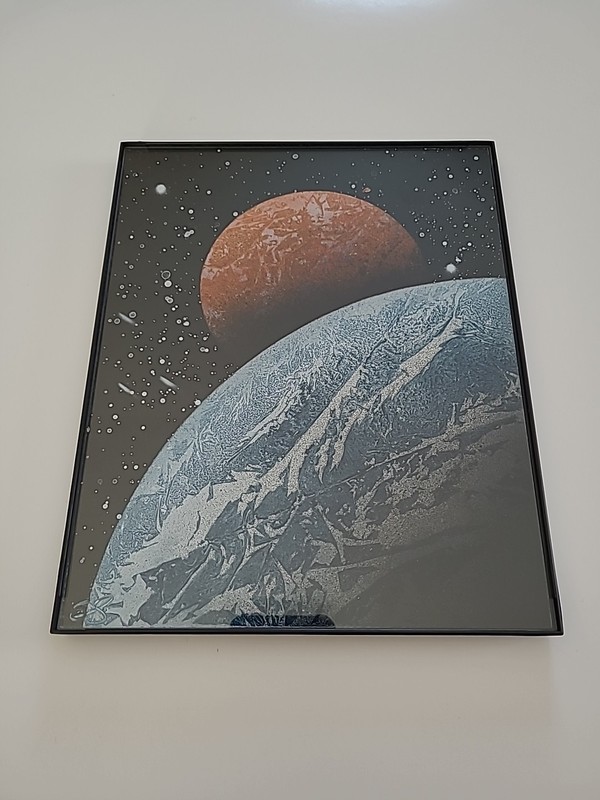 Earth And Mars Outter Space Spray Paint Art 8×10 Framed