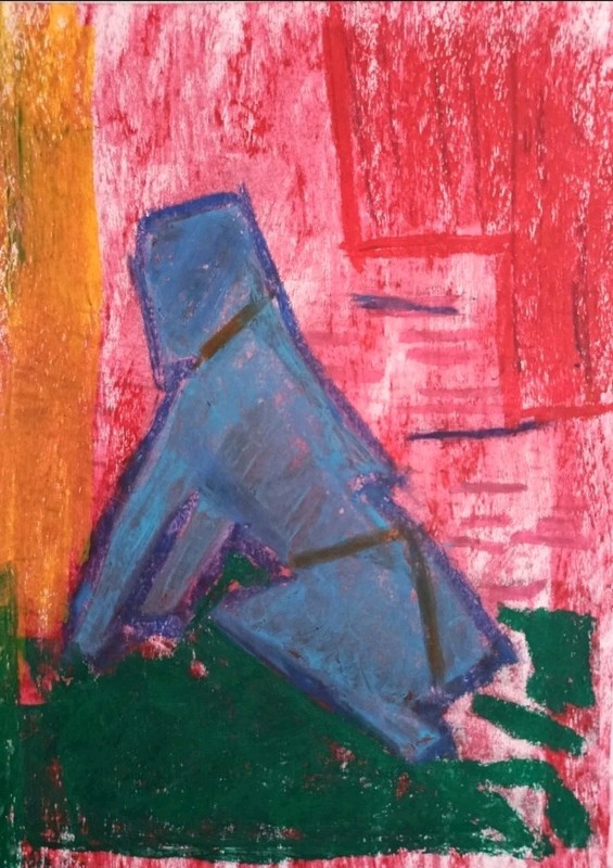 Portrait – Abstract Modern Art – Oil Chalk A4 Paper – Modern Art