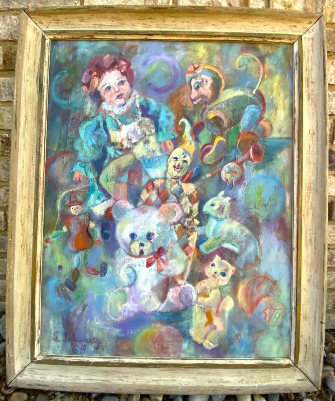 Schwartz oil painting, Childs room, children's art, Animals, Toys, circus, fun gallery