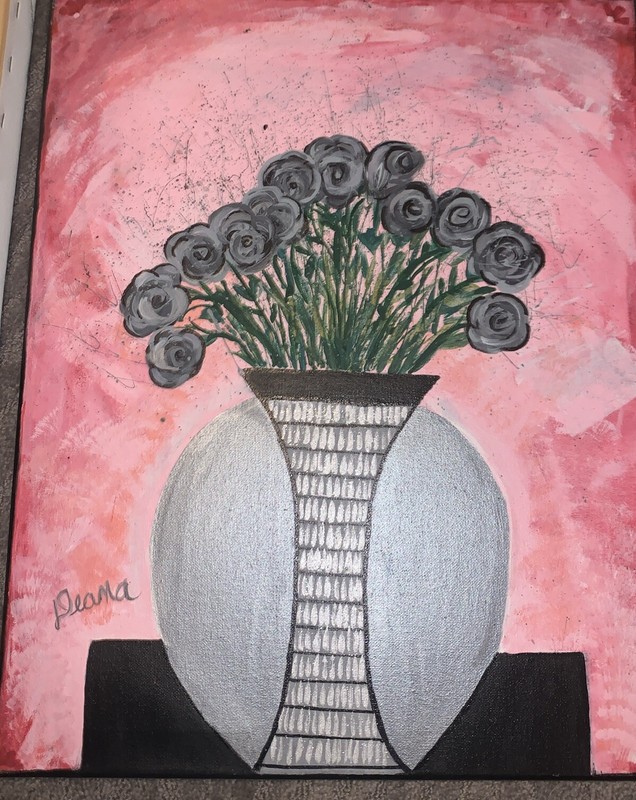 Abstract Gray Roses In A Contemporary Vase One Of A kind By Deana Moodyvirgoarts