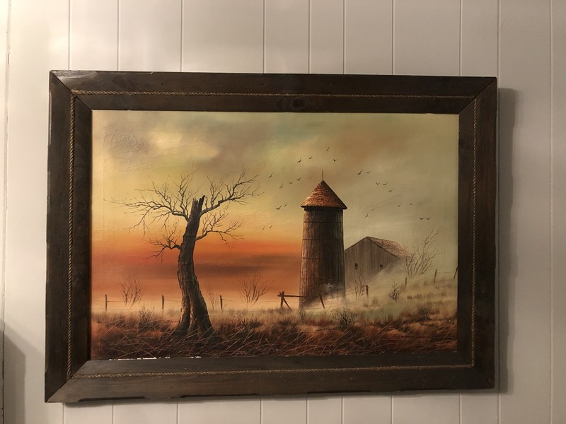 Artist Signed Everett Woodson Fredrix Framed Old Barn Oil Painting 42”x 30”x2”