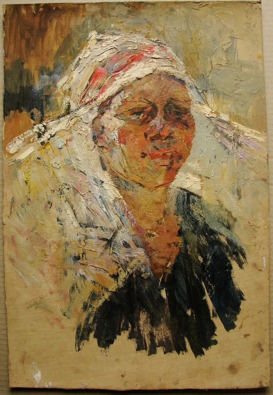 Ukrainian Soviet USSR Oil Painting female portrait impressionism girl woman