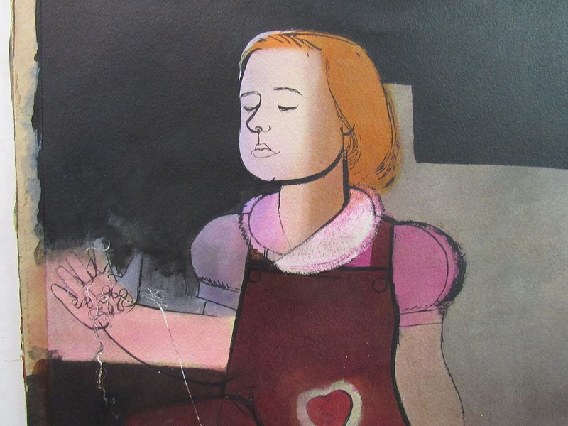 Ruth Zeigler Talovich 1949 Modernist WC Young Girl with Ball of String Listed gallery