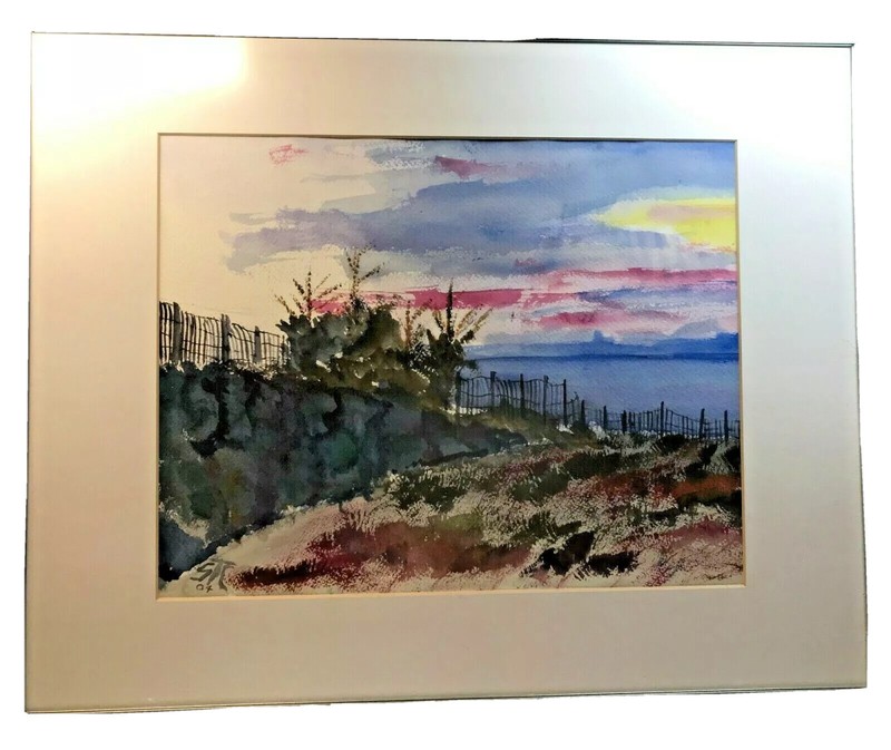 Stan Cohen Watercolor – «Beach Haven Sunset» Artwork Dated ’04…(ITEM #2066).