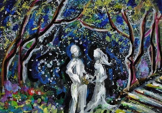 ACEO Original Painting TWIN FLAME Energy Soul Union Self Consciousness Love ART