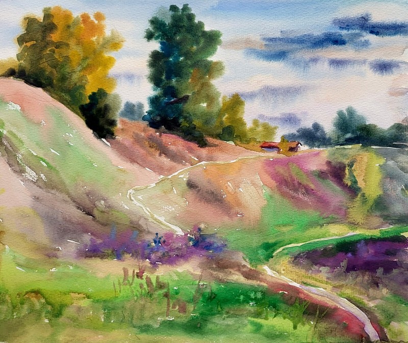 Watercolor Painting Konotop Landscape Serdyuk B. Unframed Original Art nSerb950