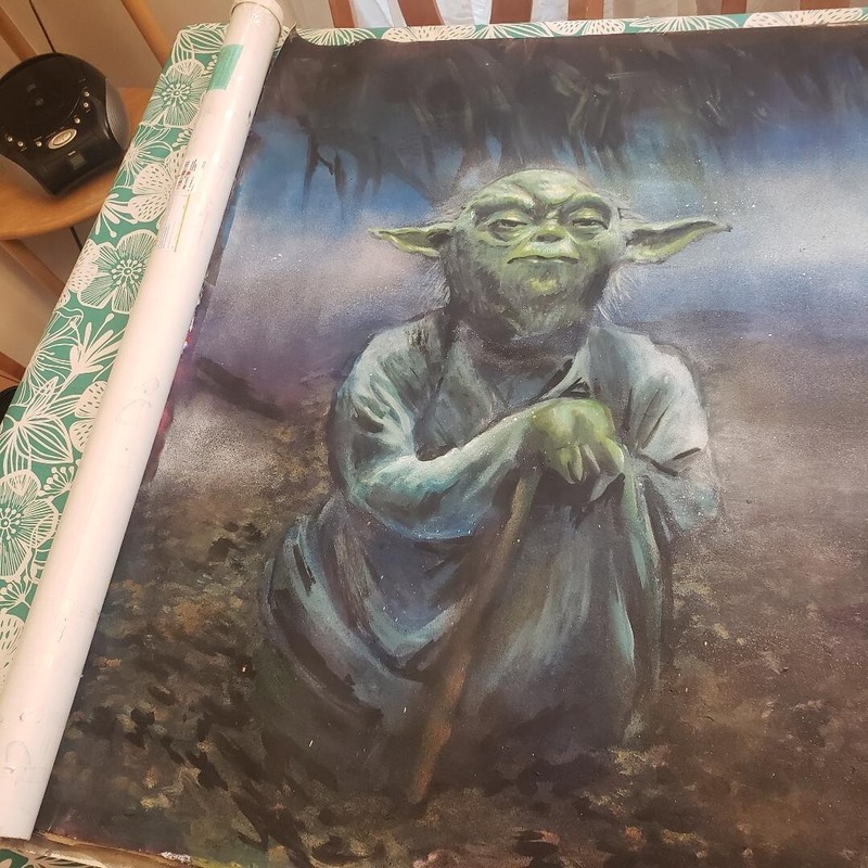 STAR WARS YODA WISDOM TEACHINGS - HUGE ACRYLIC PAINTING ON CANVAS 3FT X 5FT gallery