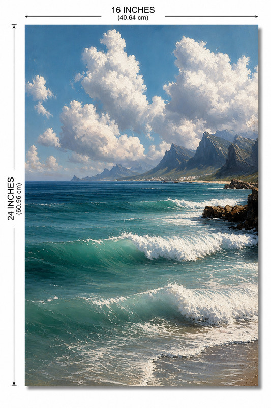 Original Hand-Painted Ocean Waves Canvas Painting Coastal Seascape Art 16x24 gallery