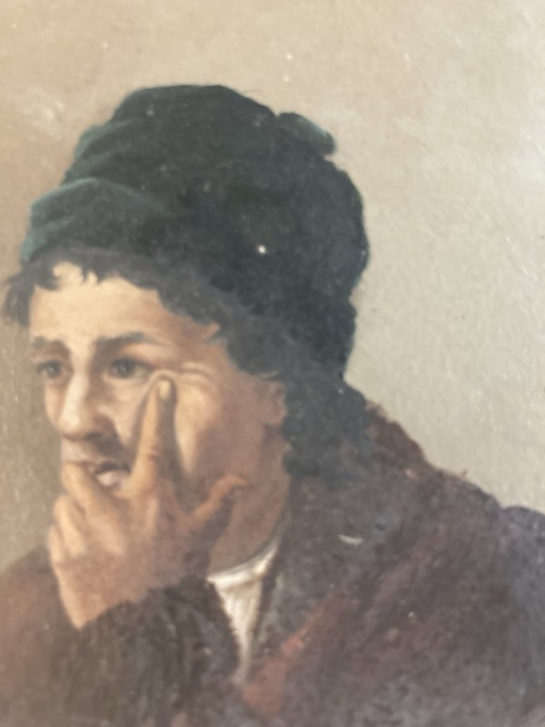 Beautiful Oil Painting Paper Portrait 19th Century Man Hat Art 1850 To Identify gallery