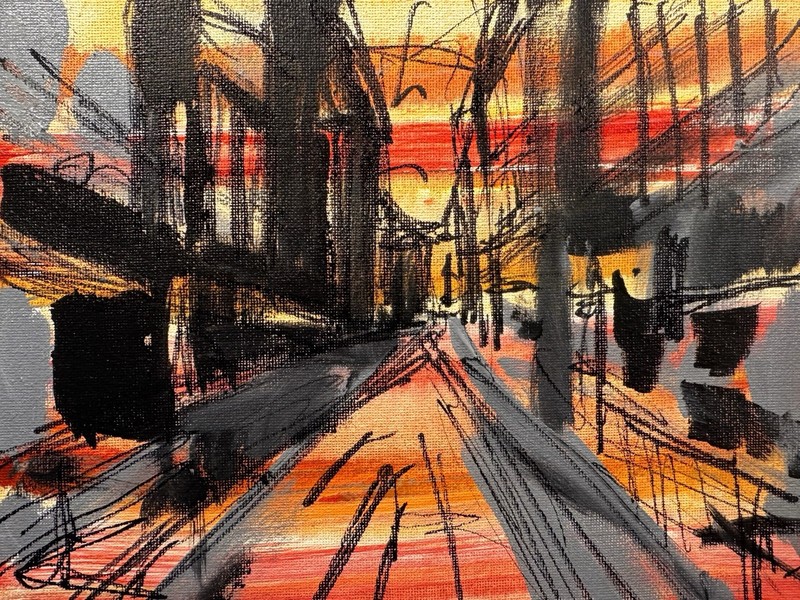SAMATOWIC Original Abstract Sunset Street 8x10 Handmade Signed Fine Art 284 gallery