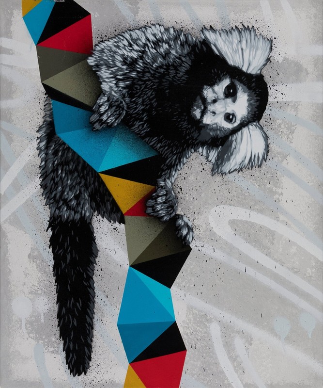 Hama Woods «Alive» 2022 | Unique Acrylic & Spray Paint on Canvas 24×20″ GallArt