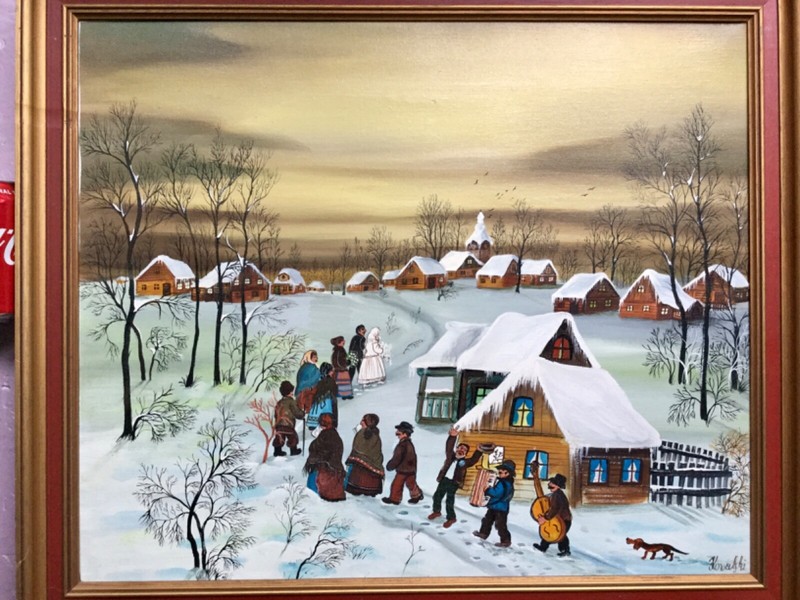 PRIMITIVE WEDDING PROCESSION By listed Hungary – Hungarian Artist A. Kowalski