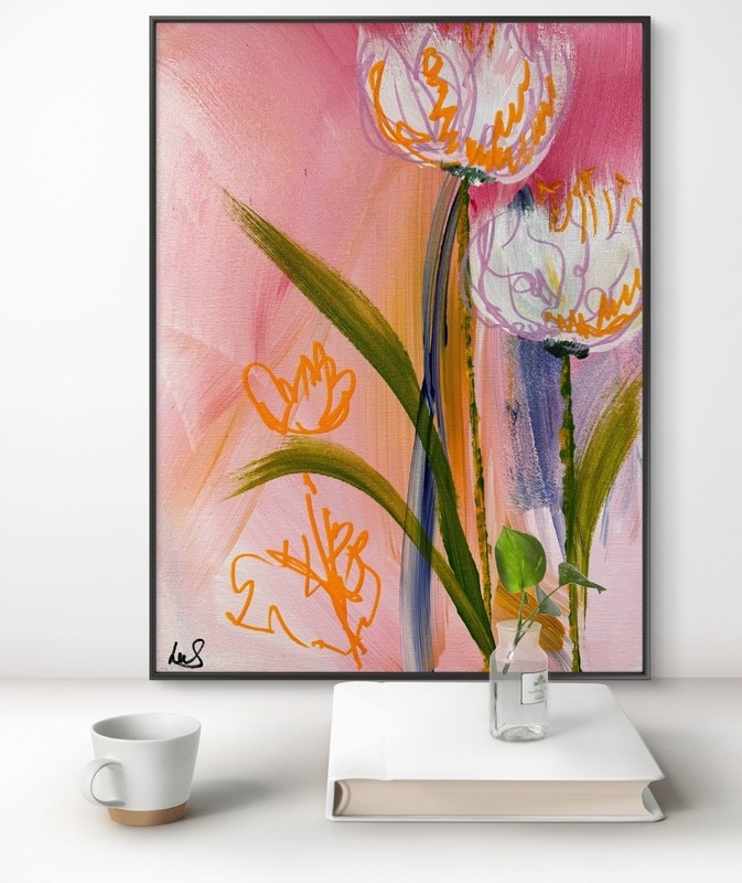 Original Abstract Expressionism 11x14 Tulips Handmade Signed Fine Art 13 gallery