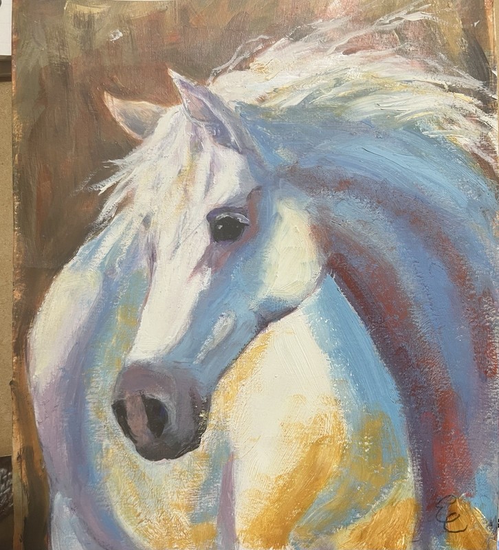 E Cooke Original Signed Animal Painting on paperHorse Cat Unframed 2025
